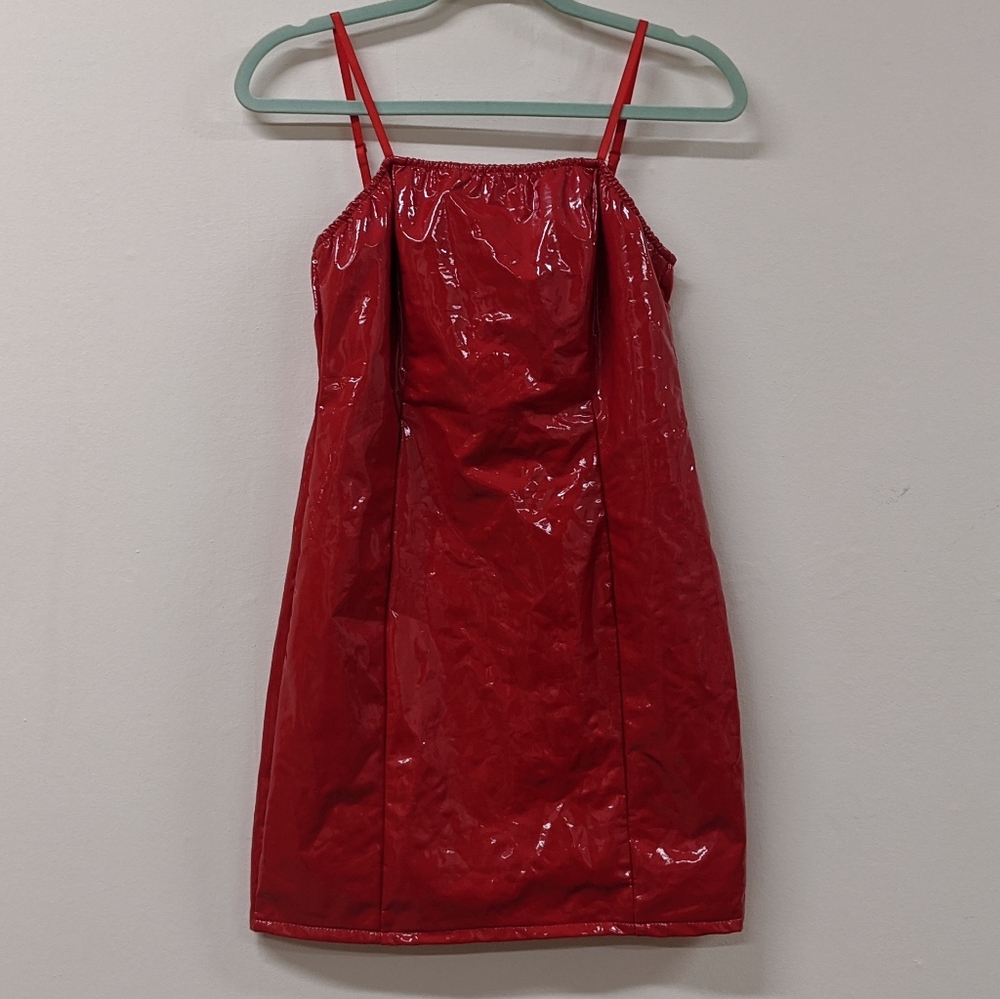 Red Faux Leather Dress (L)